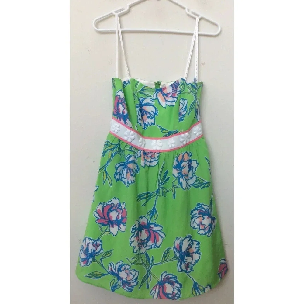 Lilly Pulitzer Langley Multi-Color Strapless Beaded Mini Dress Size 2 EUC! $258. - Picture 4 of 9